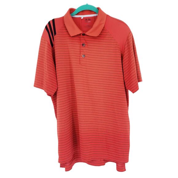 Adidas Clima Cool Striped Polo Shirt Orange And Black Size Large Short Sleeve - Picture 1 of 11